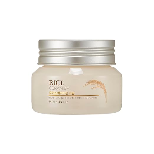 The Face Shop Rice Ceramide Moisturizing Cream - Rice Extract + Rice Bran Oil - Hydrating Targets Dryness, Brightening - Dermatologically Tested - Lightweight Moisturizer Face Cream - Korean Skin Care