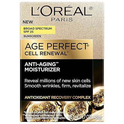 LOreal Paris Age Perfect Cell Renewal Anti-Aging Day Moisturizer with Broad Spectrum SPF 25 Sunscreen, Antioxidants, and Vitamin E