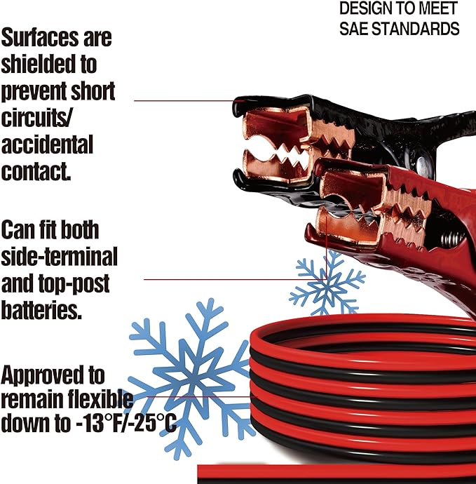 CARTMAN 6 Gauge 16 Feet Jumper Cables Heavy Duty Booster Cables in Carry Bag