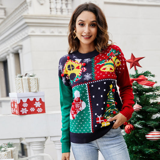 Women's Pullover Christmas Tree Snowflake Christmas Knit Sweater