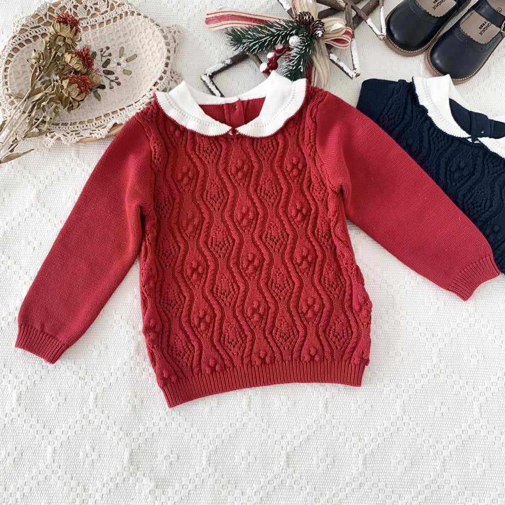 Christmas Sweater Cotton Yarn Hollow Out Sweater Girl